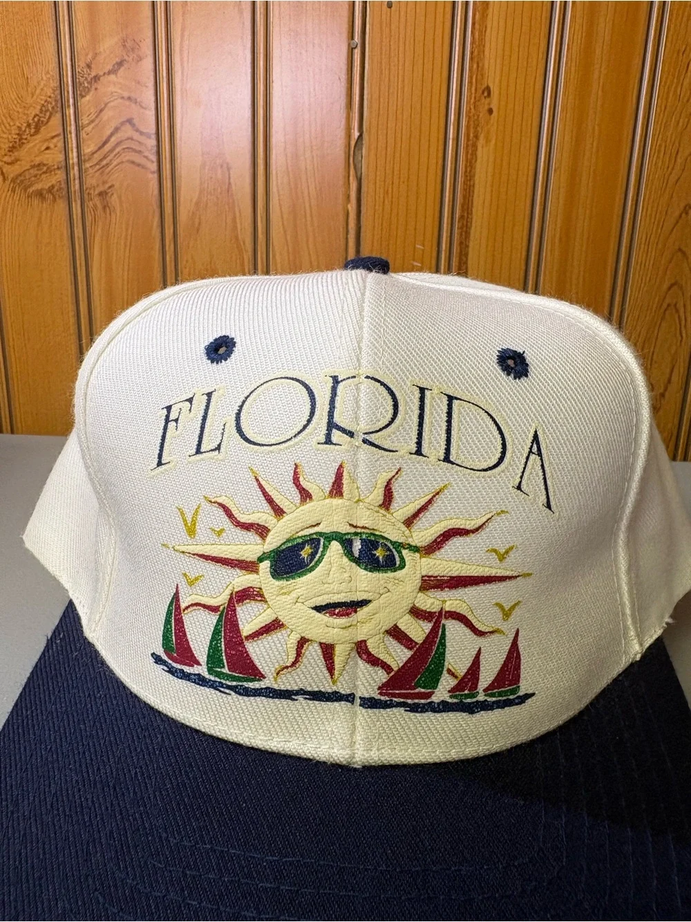 Florida Sun Embroidered Two-Tone Cap - White & Navy